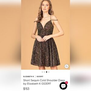 Elizabeth K By Gls Short Sequin Cold Shoulder Dress